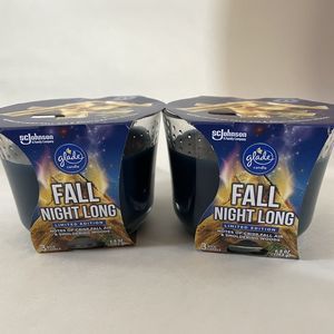 2 Count Glade 6.8 Oz Limited Edition Fall Night Long Scented 3 Wick Glass Candle
